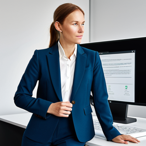 Home 7 **
"A female procurement specialist in a tailored business suit, fully clothed, working on a digital procurement platform in a modern Stockholm office, appropriate attire, safe for work, perfect anatomy, natural proportions, professional photography, high quality."
**