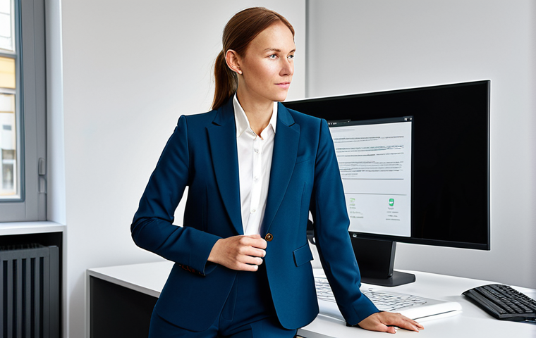 **
"A female procurement specialist in a tailored business suit, fully clothed, working on a digital procurement platform in a modern Stockholm office, appropriate attire, safe for work, perfect anatomy, natural proportions, professional photography, high quality."
**